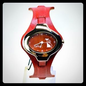 Cute Vintage Style Red Kitty Watch